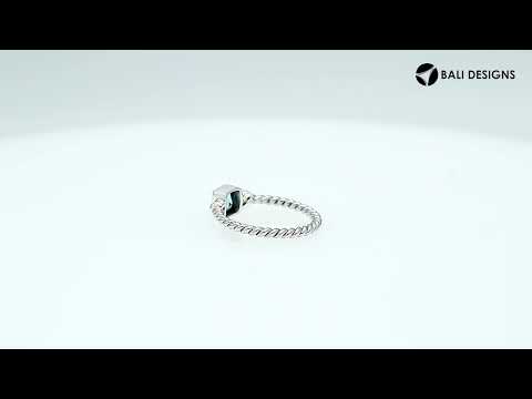 Wholesale sterling silver Blue Topaz Quartz square rope band ring handcrafted in Bali.