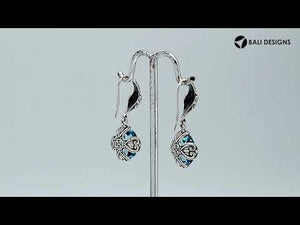 Sterling Silver Blue Topaz Quartz sphere drop earrings