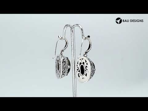 Sterling silver oval drop earrings with Labradoite and ornate oxidized silver detailing for wholesale collections.