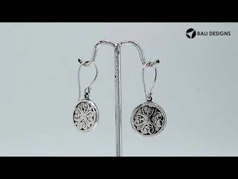 Sterling Silver Round Filigree Pattern Drop Earrings