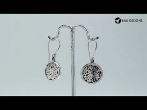 Sterling Silver Round Filigree Pattern Drop Earrings
