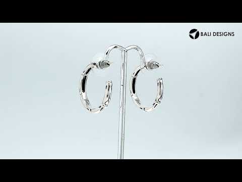 Wholesale Sterling Silver Bamboo Texture Half-Hoop Earrings With High Polish Finish