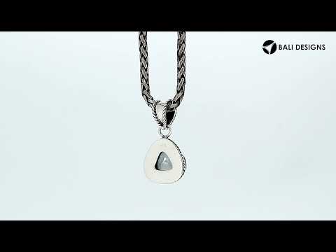 Sterling Silver Mystic Topaz Quartz Trillion Pendant with rainbow effect handcrafted in Bali