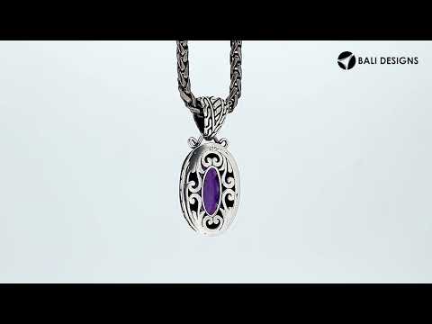 Amethyst Quartz 925 Silver Oval Pendant With Antique Bali Design For Wholesale Jewelry Orders