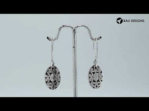 Sterling Silver Oval Engraved Pattern Drop Earrings
