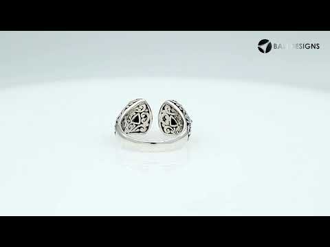 Wholesale sterling silver Bali design ring with trillion-cut Citrine Quartz– handcrafted artisan wholesale jewelry.