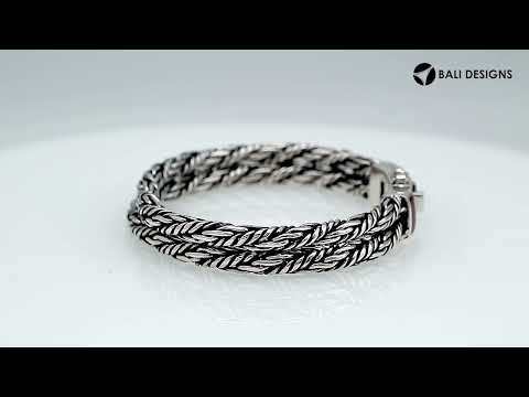 Sterling Silver 5MM Bali Woven Bracelet with Red Coral and Box Clasp wholesale jewelry