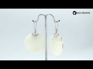 Sterling silver round Mother Of Pearl dangle earrings
