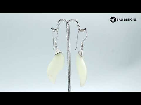 Wholesale Sterling Silver Mother Of Pearl Shell Leaf Drop Earrings Handcrafted In Bali