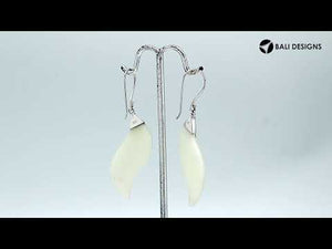 Wholesale Sterling Silver Mother Of Pearl Shell Leaf Drop Earrings Handcrafted In Bali