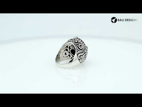 Amethyst Quartz Oval Sterling Silver Balinese Ring Handcrafted In Indonesia