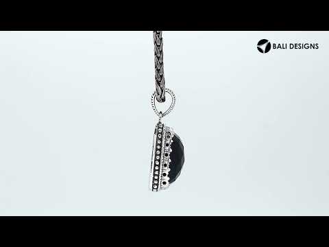 Black Onyx 925 Sterling Silver Pendant with ornate handcrafted Bali design