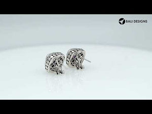 Sterling Silver Clip-On Earrings With Amethyst Quartz Cushion And Braided Dotted Border.