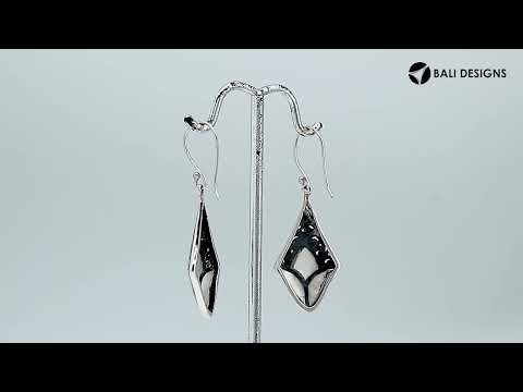 Sterling silver mother of pearl filigree diamond earrings with ornate silver design for wholesale jewelry buyers