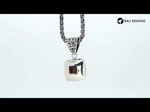 Sterling Silver Smoky Quartz Cushion Rope Pendant With Ornate Balinese Bail