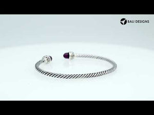 Sterling Silver Twisted Cable Bangle With Turquoise Shell and Oxidized Tribal Detailing For Wholesale Buyers.