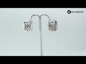 Wholesale sterling silver Mystic Quartz cushion stud earrings with polished finish and push-back lock.