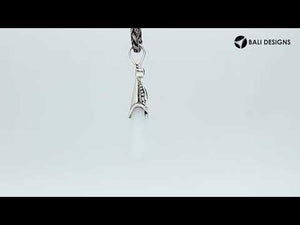 Sterling Silver Blue Topaz Quartz And White Opalite Quartz Filigree Drop Pendant