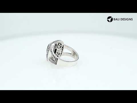 Sterling Silver Cushion London Blue Topaz Quartz Ring With Balinese Filigree Design