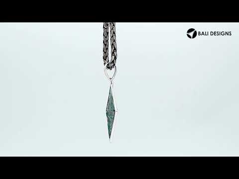 Sterling silver geometric diamond pendant with Abalone Shell handcrafted in modern Balinese design