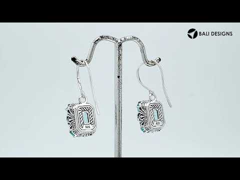 Wholesale Sterling Silver Drop Earrings With Blue Topaz Quartz And Engraved Balinese Detailing