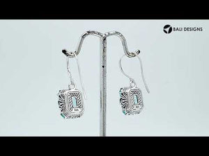 Wholesale Sterling Silver Drop Earrings With Blue Topaz Quartz And Engraved Balinese Detailing