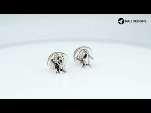 Sterling Silver Blue Topaz Quartz round omega clip earrings