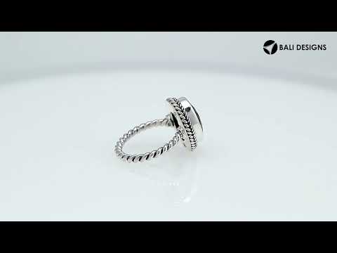 Sterling silver oval Lemon Quartz ring with faceted Quartz and rope bezel, wholesale jewelry from Indonesia.