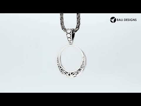 Sterling silver round pendant with dotted design, wholesale plain silver jewelry from Indonesia