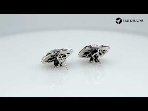 Sterling silver square clip-on earrings with Bali textured design for wholesale jewelry buyers