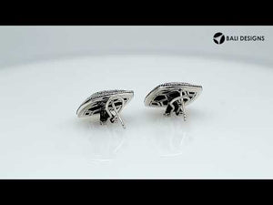 Sterling silver square clip-on earrings with Bali textured design for wholesale jewelry buyers