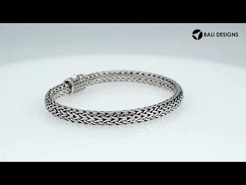 Wholesale sterling silver woven chain bracelet with antique polished finish handcrafted in Bali