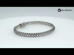 Wholesale sterling silver woven chain bracelet with antique polished finish handcrafted in Bali