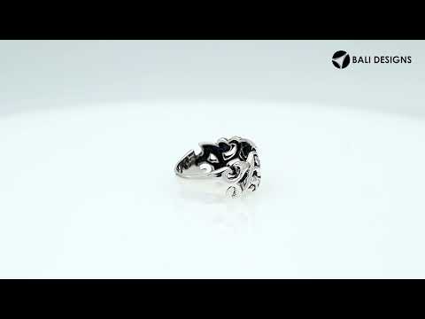 Sterling Silver handcrafted swirl pattern ring wholesale from Bali, Indonesia with oxidized scrollwork design