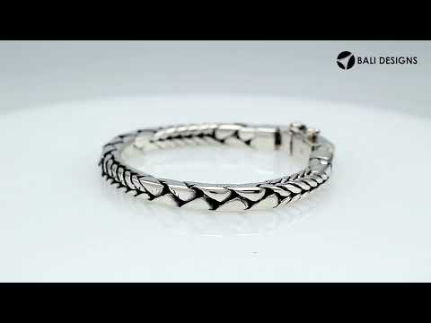 925 sterling silver 6 mm Bali chain bracelet with oxidized polished finish and secure clasp.
