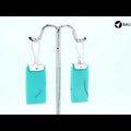 Turquoise Shell rectangular silver earrings with leaf scroll design