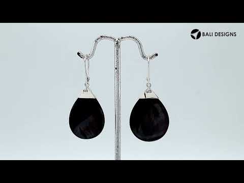 Wholesale sterling silver teardrop Black
Shell earrings with silver vine detailing