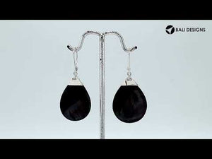 Wholesale sterling silver teardrop Black
Shell earrings with silver vine detailing