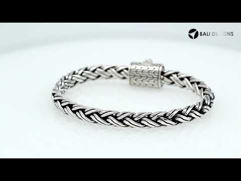 Wholesale sterling silver handwoven Bali chain bracelet with designer clasp – 925 silver unisex jewelry for retailers and resellers.