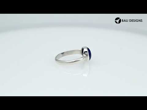 Wholesale sterling silver round bezel double stone ring with Lapis Lazuli