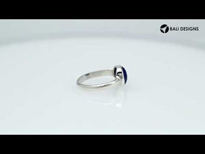 Wholesale sterling silver round bezel double stone ring with Lapis Lazuli