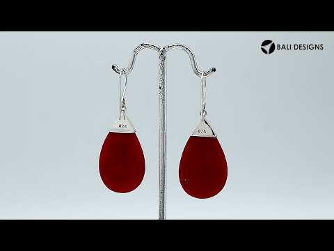 Wholesale sterling silver leaf Red Coral earrings with silver branch detailing