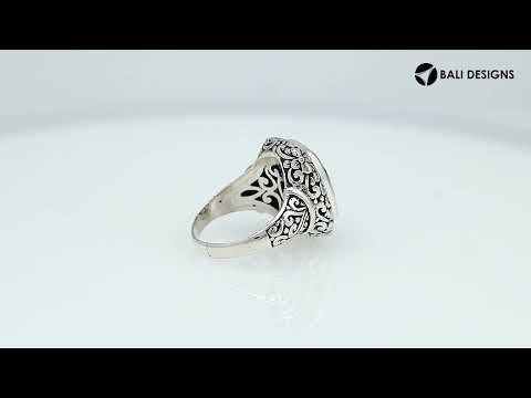 Sterling silver Woman London Blue Topaz Quartz ring with cushion-cut Quartz and Balinese carvings – wholesale jewelry