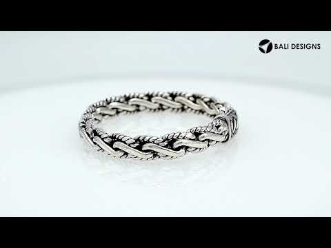 A beautifully handcrafted 925 sterling silver bracelet featuring an intricately braided chain design with a decorative clasp and polished high-gloss surface finish.