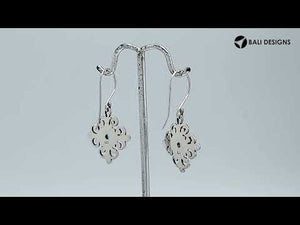 Silver Cross Earrings With Blue Topaz Quartz Stone