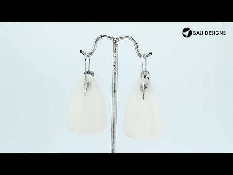 Sterling Silver Earrings With Mother Of Pearl Trapezoid Design