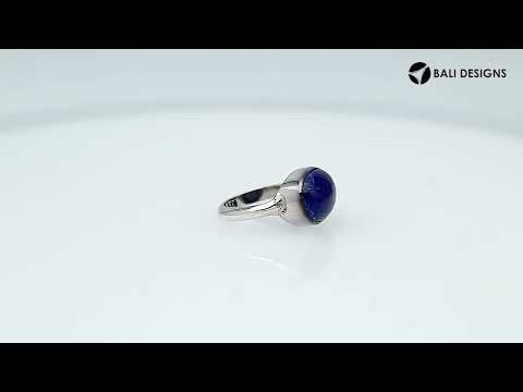 "925 Sterling Silver wholesale ring with oval Lapis Lazuli, handcrafted in Bali