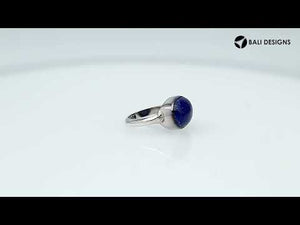 "925 Sterling Silver wholesale ring with oval Lapis Lazuli, handcrafted in Bali