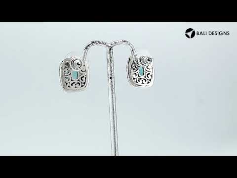 Wholesale sterling silver London Blue Topaz Quartz cushion stud earrings with polished finish and push-back lock.