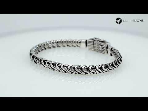 Wholesale sterling silver oxidized Bali weave bracelet with ribbed clasp handcrafted in Bali, Indonesia.